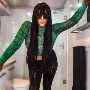 26" black banged wig